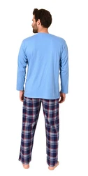 Normann Pyjama Herren Schlafanzug Hellblau/Blau