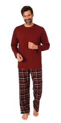 Normann Pyjama Herren Schlafanzug Dunkelrot/Bordeaux/Rot/Braun