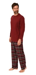 Normann Pyjama Herren Schlafanzug Dunkelrot/Bordeaux/Rot/Braun
