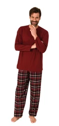 Normann Pyjama Herren Schlafanzug Dunkelrot/Bordeaux/Rot/Braun