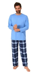 Normann Pyjama Herren Schlafanzug Hellblau/Blau