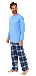 Normann Pyjama Herren Schlafanzug Hellblau/Blau