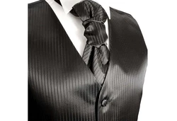Paul Malone Anzugweste Herren Hochzeitsweste mit Plastron Set schwarz (V21)