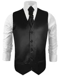 Paul Malone Anzugweste Herren Hochzeitsweste mit Plastron Set schwarz (V21)