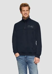 Sweatshirt Sweatshirt mit Troyer-Kragen und seitlichen Eingrifftaschen