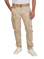 DENIMFY Cargohose DFLuke Tapered Fit Herren Freizeithose Khaki/Beige