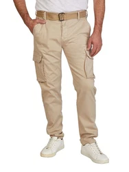 DENIMFY Cargohose DFLuke Tapered Fit Herren Freizeithose Khaki/Beige
