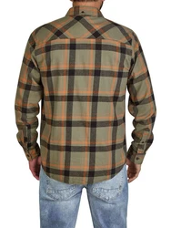 DENIMFY Langarmhemd DFDean Regular Fit Dunkelgrün/Orange/Khaki/Braun