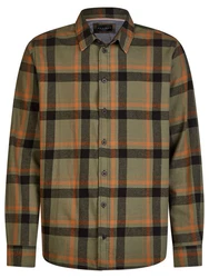 DENIMFY Langarmhemd DFDean Regular Fit Dunkelgrün/Orange/Khaki/Braun