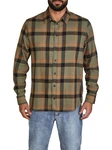 DENIMFY Langarmhemd DFDean Regular Fit Dunkelgrün/Orange/Khaki/Braun