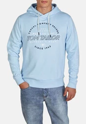 Tom Tailor Kapuzenpullover Printed Hoodie Regular Fit Streetware Sweatshirt Hellblau/Blau