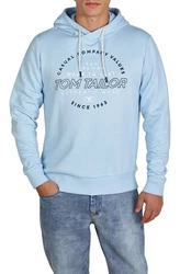Tom Tailor Kapuzenpullover Printed Hoodie Regular Fit Streetware Sweatshirt Hellblau/Blau