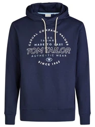 Tom Tailor Kapuzenpullover Printed Hoodie Regular Fit Streetware Sweatshirt Dunkelblau