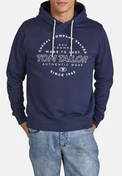 Tom Tailor Kapuzenpullover Printed Hoodie Regular Fit Streetware Sweatshirt Dunkelblau