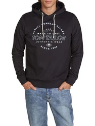 Tom Tailor Kapuzenpullover Printed Hoodie Regular Fit Streetware Sweatshirt Schwarz/Grau/Dunkelblau