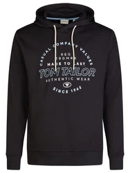 Tom Tailor Kapuzenpullover Printed Hoodie Regular Fit Streetware Sweatshirt Schwarz/Grau/Dunkelblau