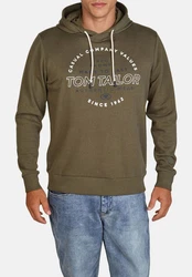 Tom Tailor Kapuzenpullover Printed Hoodie Regular Fit Streetware Sweatshirt Dunkelgrün/Khaki