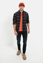 camel active Langarmhemd Rot/Dunkelrot/Hellblau