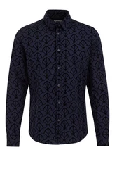 WE Fashion Businesshemd Dunkelblau/Hellblau/Blau/Lila