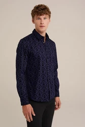 WE Fashion Businesshemd Dunkelblau/Hellblau/Blau/Lila