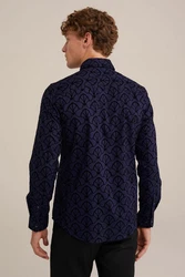 WE Fashion Businesshemd Dunkelblau/Hellblau/Blau/Lila