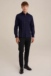 WE Fashion Businesshemd Dunkelblau/Hellblau/Blau/Lila