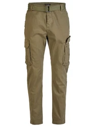 DENIMFY Cargohose DFLuke Tapered Fit Herren Freizeithose Khaki/Dunkelgrün