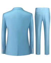 Allthemen Anzug Set Slim Fit ein Knopf Anzug für Hochzeit und Business Blau/Hellblau