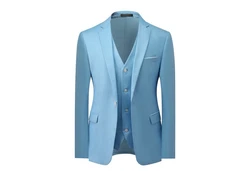 Allthemen Anzug Set Slim Fit ein Knopf Anzug für Hochzeit und Business Blau/Hellblau