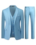Allthemen Anzug Set Slim Fit ein Knopf Anzug für Hochzeit und Business Blau/Hellblau
