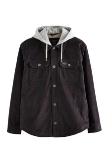 Next Hemdjacke mit Borgfutter und Kapuze (1-St) Schwarz/Dunkelbraun/Dunkelgrau/Braun/Dunkelgrün
