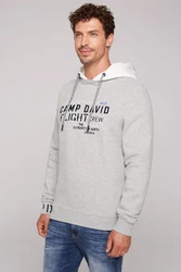 CAMP DAVID Sweatshirt mit Frontprint Grau/Braun/Khaki