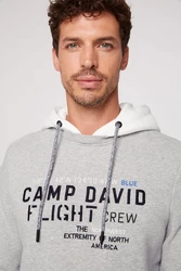 CAMP DAVID Sweatshirt mit Frontprint Grau/Braun/Khaki