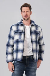 Miracle of Denim Lederjacke WI24-JA654 Blau/Weiß