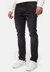 Indicode Herren INCoil Jeanshose aus Super-Stretch Denim Dunkelgrau/Schwarz/Grau
