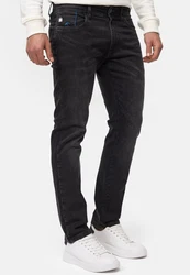 Indicode Herren INCoil Jeanshose aus Super-Stretch Denim Dunkelgrau/Schwarz/Grau