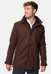 Indicode Herren Brittany Kurzmantel mit Stehkragen Dunkelbraun/Braun/Khaki