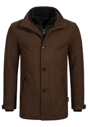 Indicode Herren Brittany Kurzmantel mit Stehkragen Dunkelbraun/Braun/Khaki