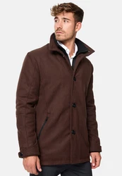 Indicode Herren Brittany Kurzmantel mit Stehkragen Dunkelbraun/Braun/Khaki