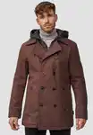 Indicode Herren Cliff Kurzmantel mit Stehkragen Mantel Braun/Dunkelbraun/Dunkelrot