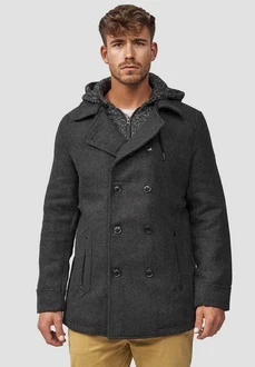 Indicode Herren Cliff Kurzmantel mit Stehkragen Mantel Dunkelgrau/Grau