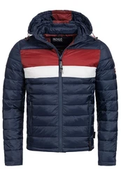Indicode Herren Hampshire Steppjacke Dunkelblau/Rot/Hellblau