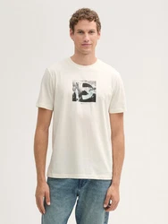 TOM TAILOR Denim T-Shirt Beige/Khaki/Creme/Weiß/Braun