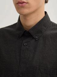 TOM TAILOR Langarmhemd Strukturiertes Hemd Schwarz/Dunkelgrau/Grau