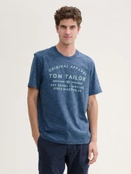 TOM TAILOR T-Shirt Logo Print Hellblau/Dunkelblau/Blau/Beige/Grau