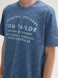 TOM TAILOR T-Shirt Logo Print Hellblau/Dunkelblau/Blau/Beige/Grau