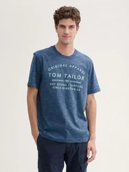 TOM TAILOR T-Shirt Logo Print Hellblau/Dunkelblau/Blau/Beige/Grau