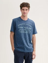 T-Shirt Logo Print T-Shirt in Melange Optik mit Logo Print