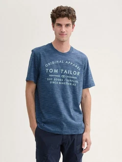 TOM TAILOR T-Shirt Logo Print Hellblau/Dunkelblau/Blau/Beige/Grau