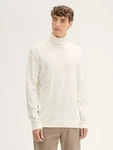 TOM TAILOR Denim T-Shirt Langarmshirt mit Rollkragen Weiß/Khaki/Creme/Beige